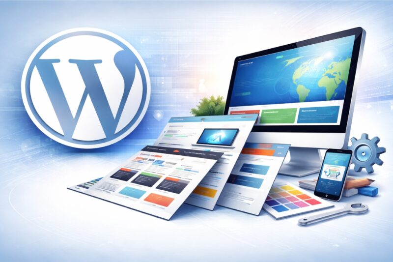 WordPress logo i prikaz dizajna web sajta i izrade web sajta