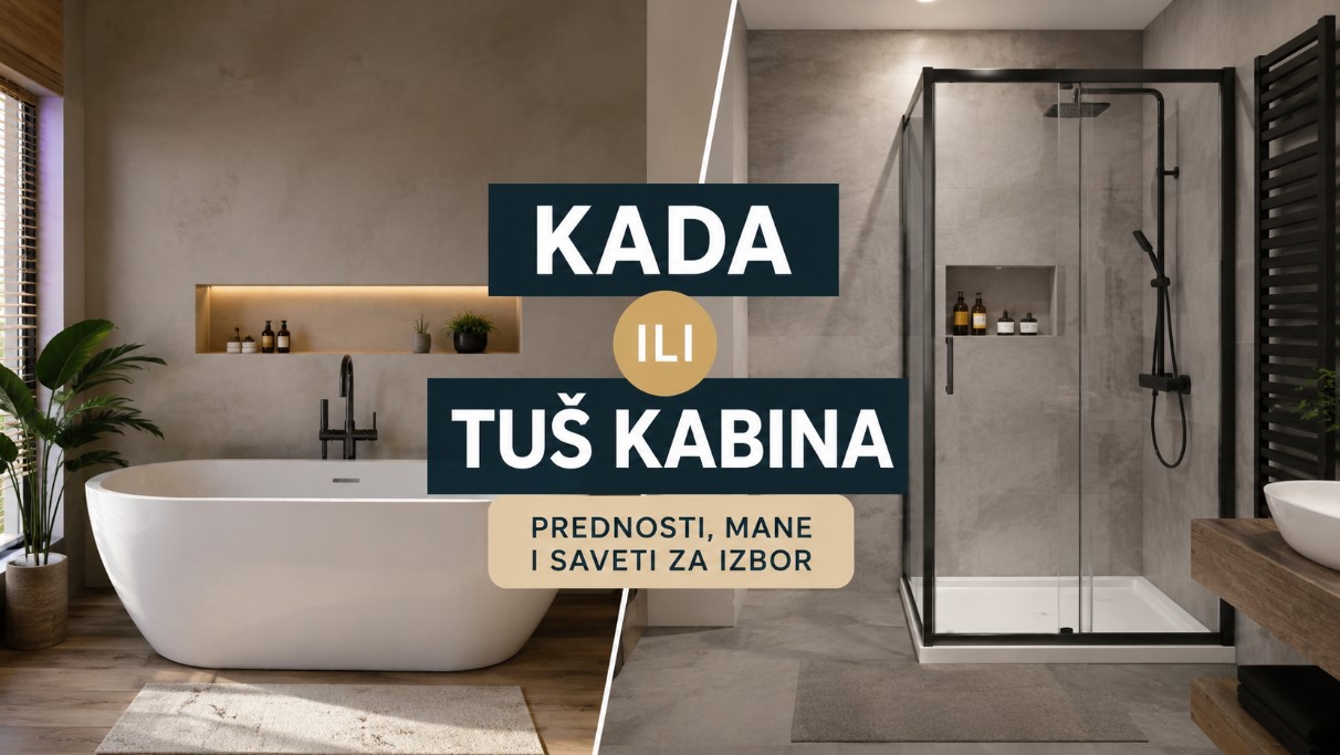 Moderno kupatilo sa kadom i tuš kabinom kao prikaz izbora pri uređenju kupatila